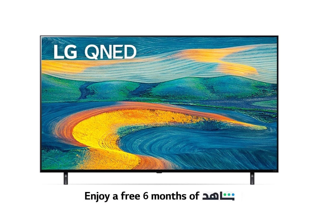 LG Real 4K Quantum Dot NanoCell Color Technology LED TV 55 Inch QNED7S Series, Cinema Screen Design 4K Cinema HDR WebOS Smart AI ThinQ Local Dimming , A front view of the LG QNED TV with infill image and product logo on, 55QNED7S6QA