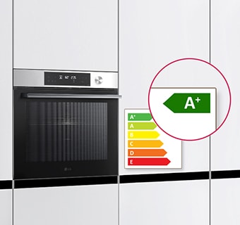 Image showing the A+ energy rating of the oven.