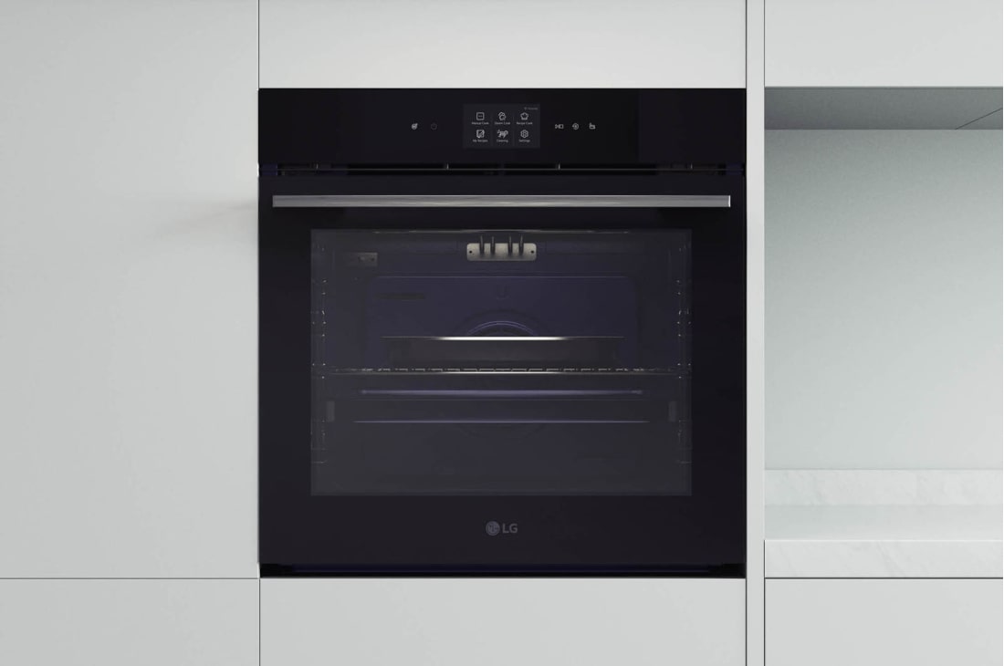 LG 2024 LG InstaView Oven 76 Liters, A++, Air Fry & Steam Sous-Vide, front view, WSED7667M