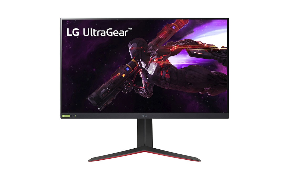 LG 32 Inch UltraGear™ Nano IPS 1ms Gaming Monitor With NVIDIA® G-SYNC® Compatibility, 165Hz Refresh Rate, front view, 32GP850-B