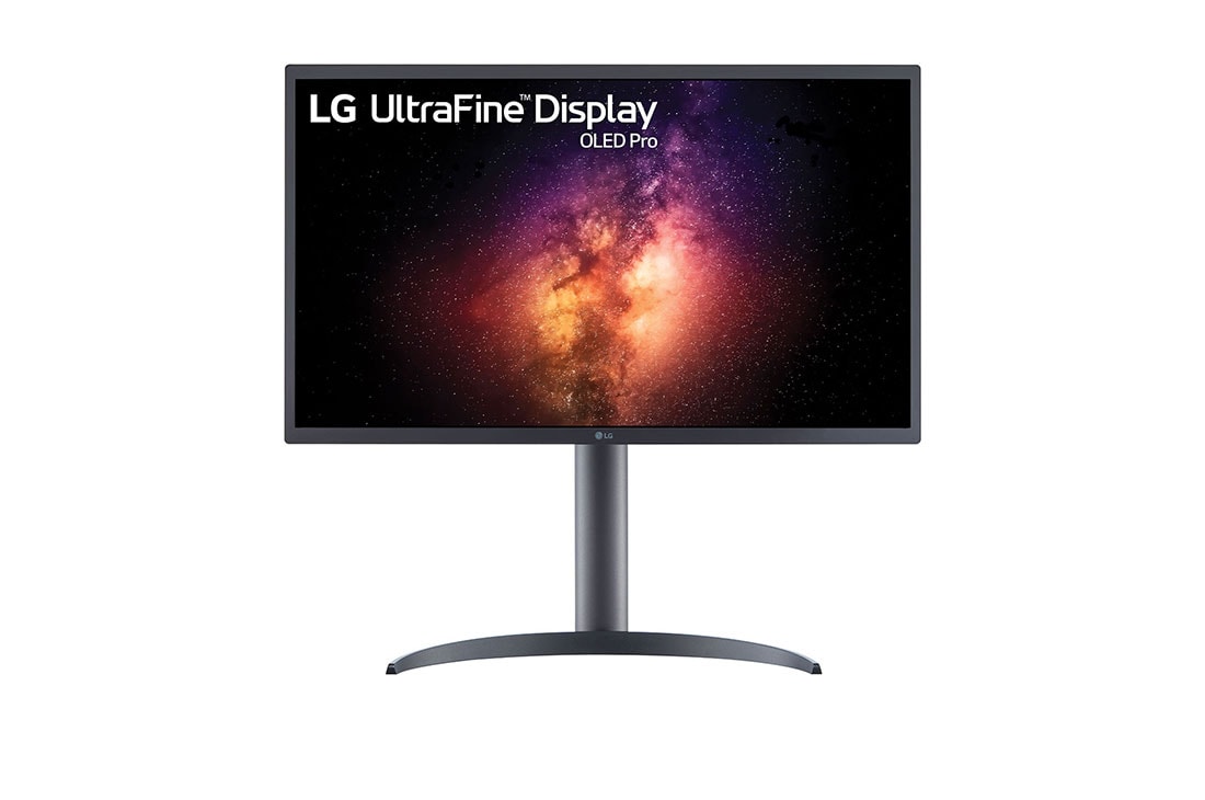 LG 27 Inch OLED 4K Monitor With Pixel Dimming Technology and 1M : 1 Contrast Ratio, front view, 27EP950-B