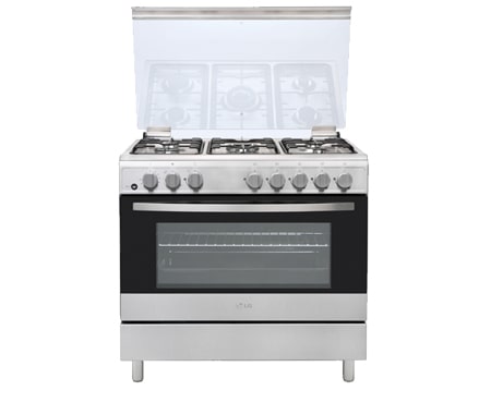 LG Gas Cooker, 5 Cook Zones, Dual Heating, Removable Door Glass, Full Safety, Safe Touch, LF98V10S