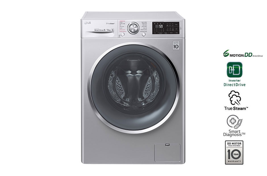 LG 8kg Luxury Silver Steam Washer Dryer with LED Touch Panel, FH4U2TDHP5N