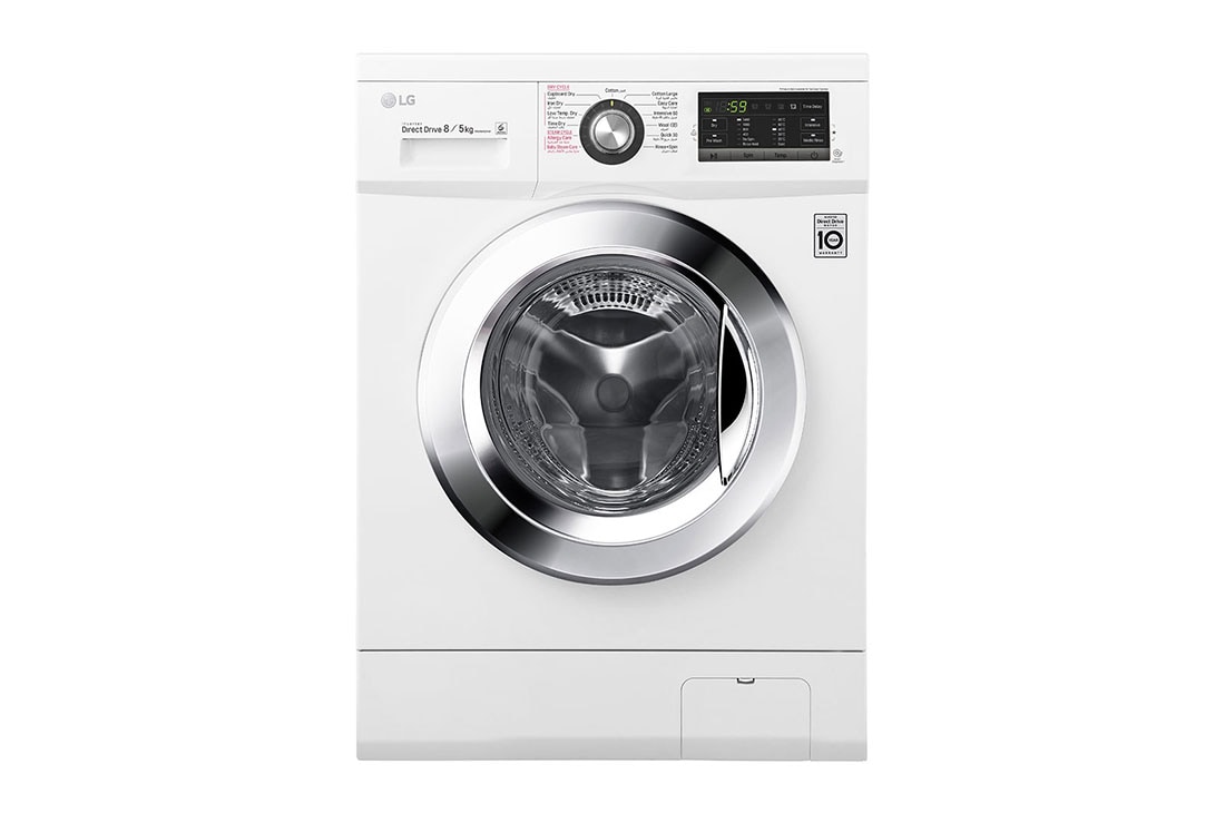 LG Washer Dryer Combo, 8/5kg, White, Washer & Dryer, 8 /5 Kg, 6 Motion Direct Drive, Steam Technology, Smart Diagnosis™, FH4G6TDG2