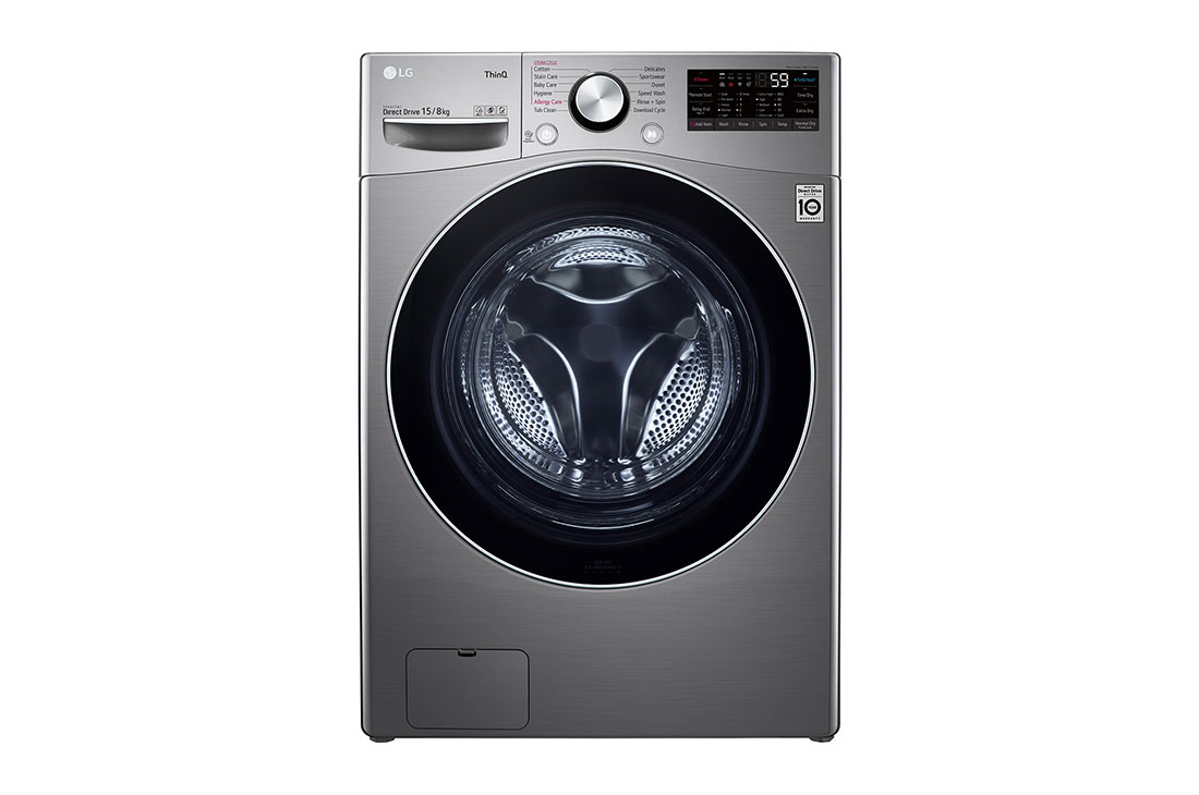 LG Washing Machine with Dryer, 15/8kg, AI DD, front view, F15L9DGD