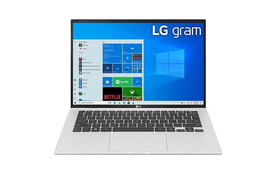 LG إل جي جرام 14 بوصة - حاسوب رقيق وخفيف الوزن | إل جي, يعد إل جي جرام حاسوب محمول رقيق وخفيف الوزن للغاية بشاشة 14 بوصة مزود بمعالج Intel® Evo من الجيل الحادي عشر Intel® Core ™ i7 ومعالج رسومات Iris® Xe, 14Z90P-G