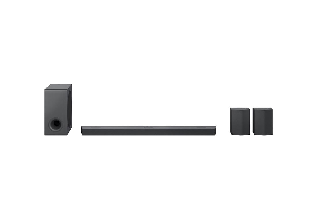 LG مكبر الصوت S95QR من LG, Diagonal view of soundbar and rear speaker with size , S95QR