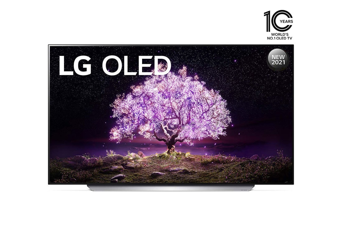 LG تلفزيون OLED مقاس 65 بوصة موديل C1، بتصميم الشاشة السينمائية 4K وتقنية HDR السينمائية ومنصة WebOS الذكية وميزة تعتيم البكسل ThinQ AI, مظهر أمامي, OLED65C1PVA