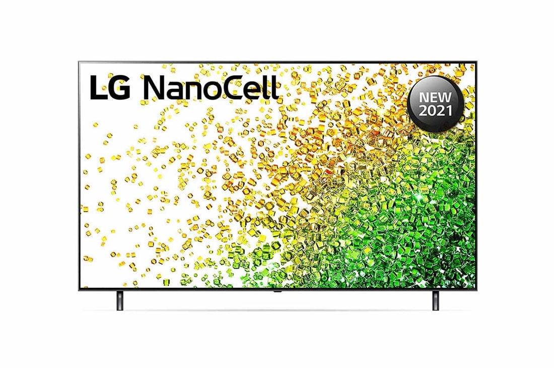 LG تلفزيون NanoCell مقاس 75 بوصة من مجموعة NANO85، بتصميم الشاشة السينمائية 4K وتقنية HDR النشطة ومنصة WebOS الذكية وميزة التعتيم الموضعي مع تقنية ThinQ AI, منظر أمامي لتلفزيون NanoCell من إل جي, 75NANO85VPA