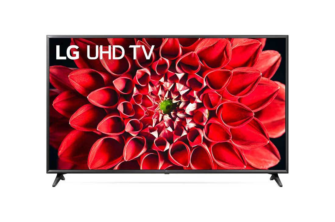 LG تلفزيون 4K UHD 66 بوصة من مجموعة UN71، تصميم الشاشة السينمائية 4K Active HDR WebOS Smart مع تقنية ThinQ AI, Front View with inscreen, 60UN7100PVA