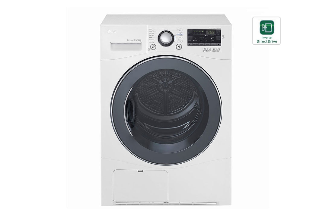 LG 9KG Front Load Dryer, White with Inverter Direct Drive Motor, Sensor Dry, LED Lighting, Smart Diagnosis, RC9066A3F