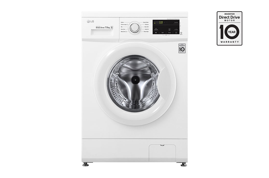 LG Front Load (Wash Only) Washine Machine 7kg, White, Inverter Direct Drive Motor, 6 Motion DD, Smart Diagnosis, FH2J3QDNP0