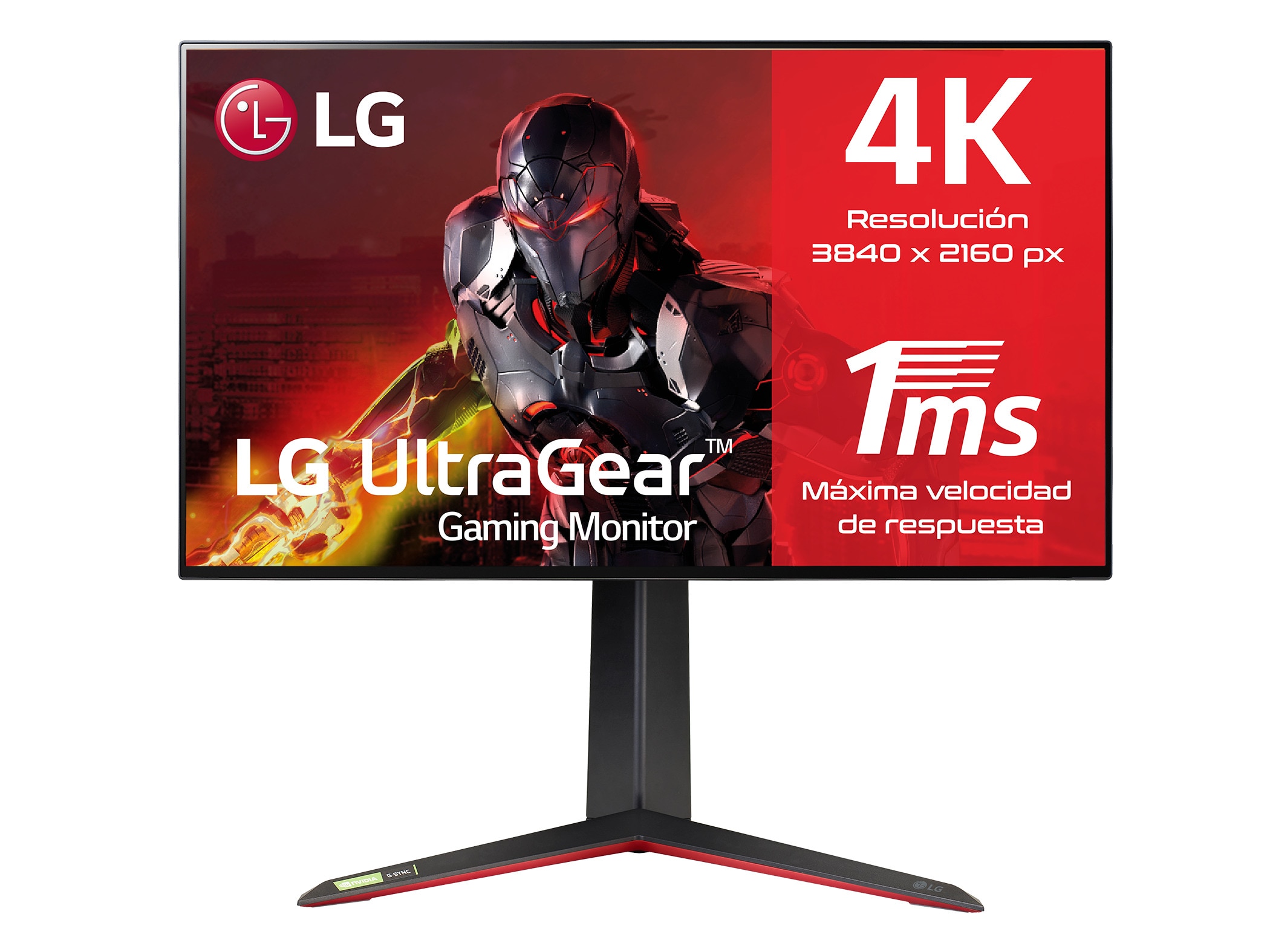 LG  LG 27GP950-B - Monitor Gaming LG UltraGear (Panel NanoIPS: 3840x2160, 400nit, 1000:1, DCI-P3>98%, 1ms); diag. 68,47cm; entr.: HDMI 2.1 x2, DPx1, USB-Ax3; AMD Freesync G-Sync Compatible, Vista frontal, 27GP950-B