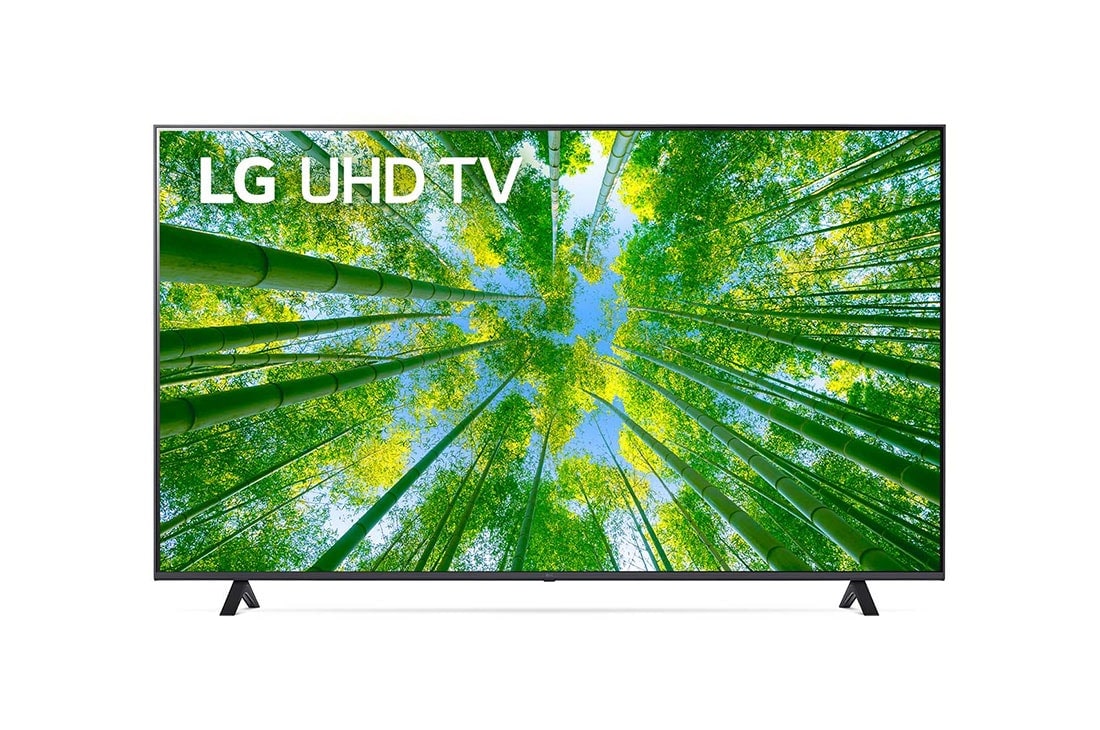 LG UHD 4K ThinQ AI 70'', Vista frontal del televisor LG Full HD con una imagen de relleno y el logotipo del producto, 70UQ8050PSB