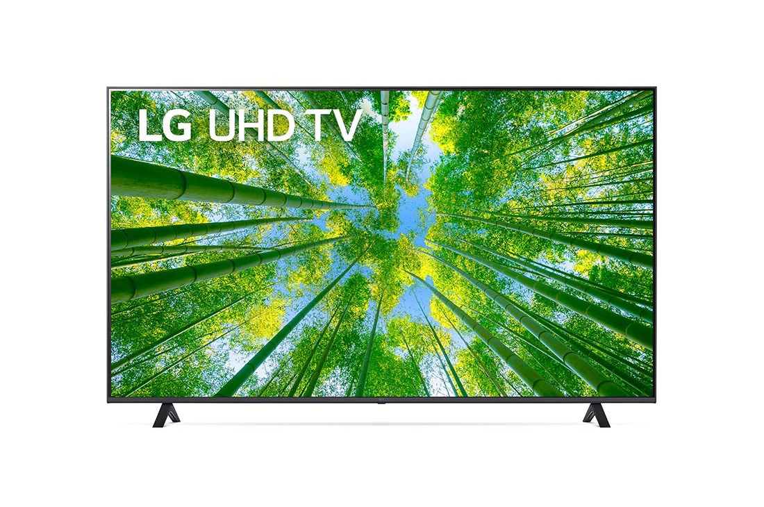 LG UHD 4K ThinQ AI 75'', Vista frontal del televisor LG Full HD con una imagen de relleno y el logotipo del producto, 75UQ8050PSB