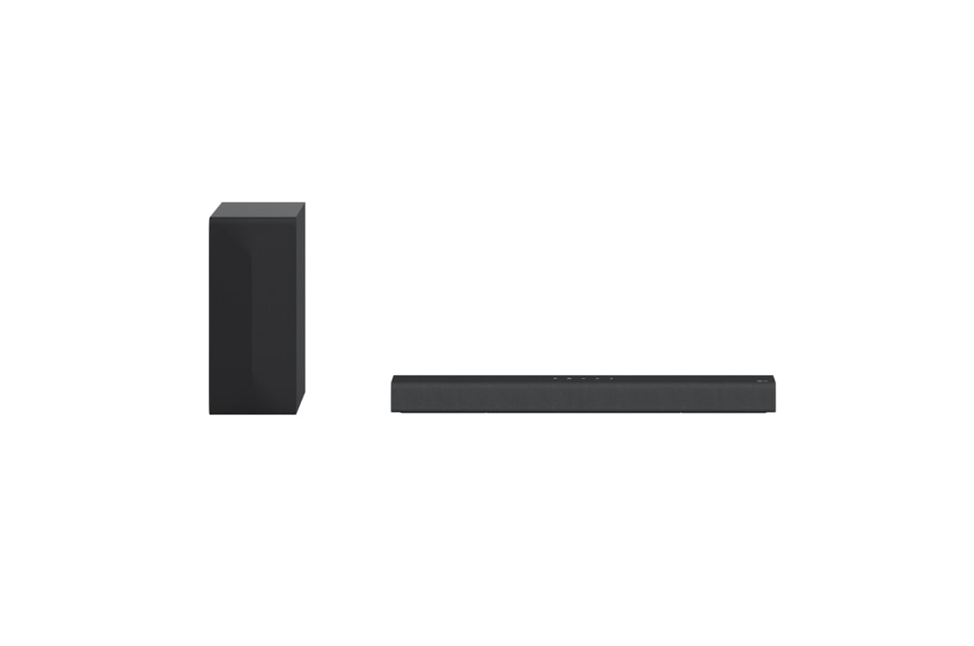 LG 2.1 Dolby Atmos® soundbar mit 300 Watt | kabelloser Subwoofer | LG DS60Q, Vorderansicht mit Woofer, DS60Q