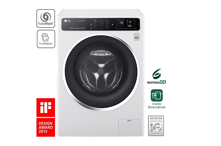 LG Waschmaschine mit 6 Motion Direct Drive™, 8 kg Fassungsvermögen, Turbowash™ und True Steam™, F14U1TBS2H