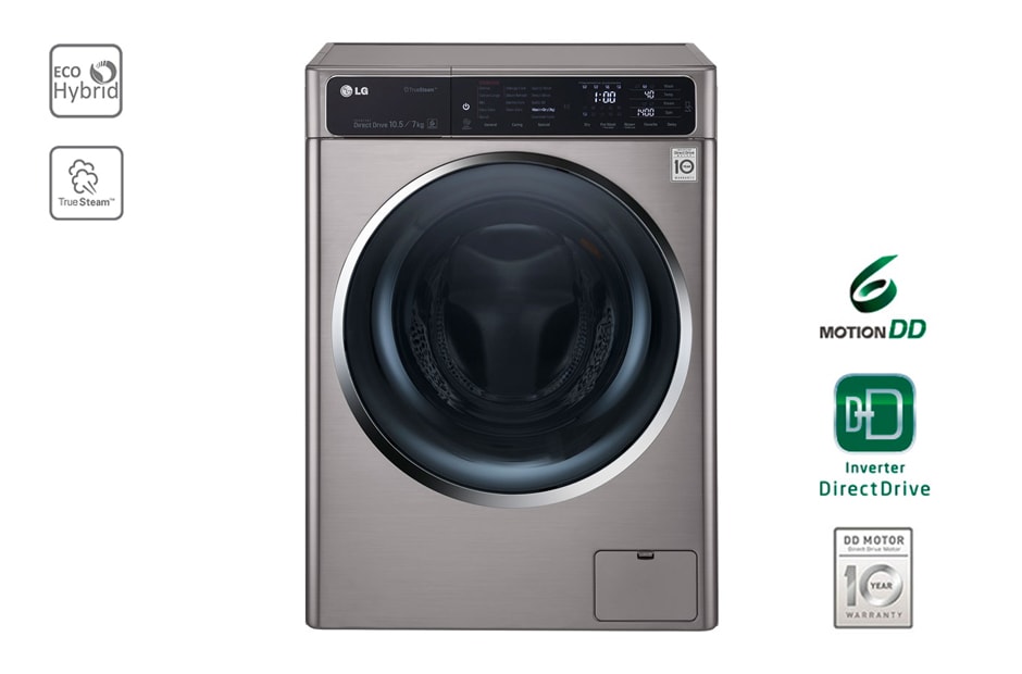 LG Waschtrockner mit ECO Hybrid System, NFC und 6 Motion DirectDrive™. 10,5 Kg Waschen / 7 kg Trocknen., F14U1JBH6NH