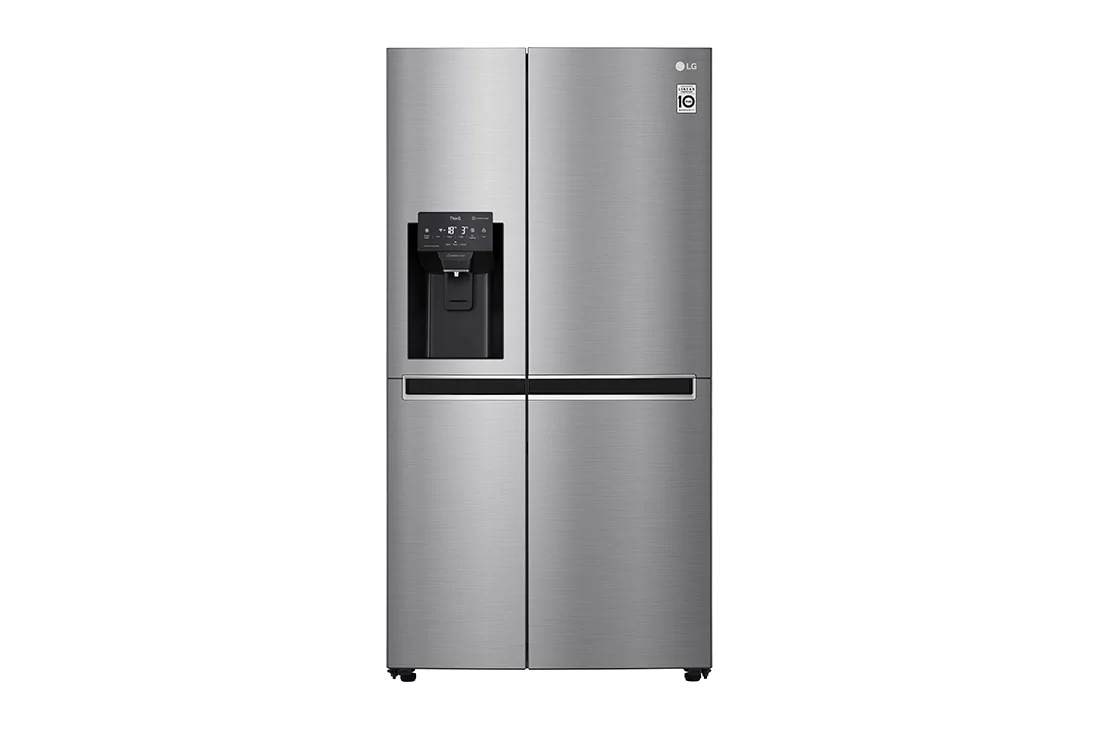 LG 625L Side by Side Fridge with Water & Ice Dispenser, Front View, GS-L668PNL