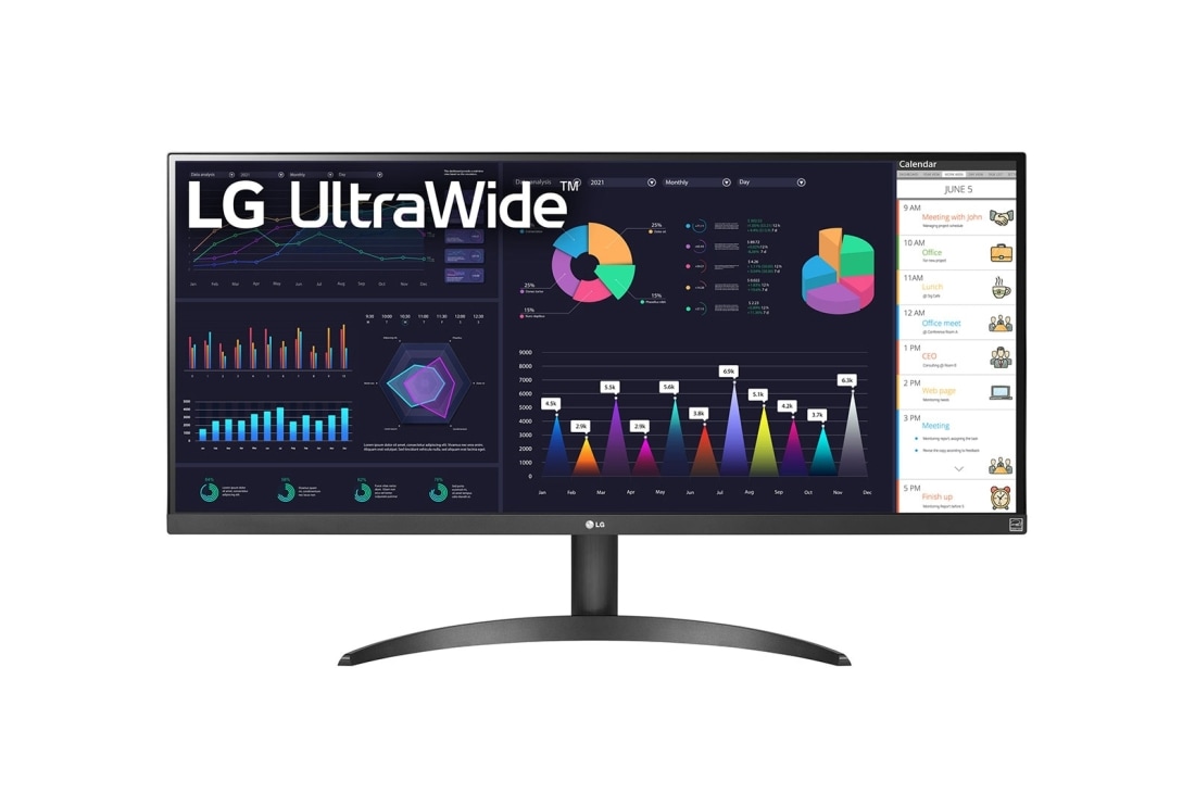 LG 34'' UltraWide™ Full HD Monitor with AMD FreeSync™, front view, 34WQ500-B