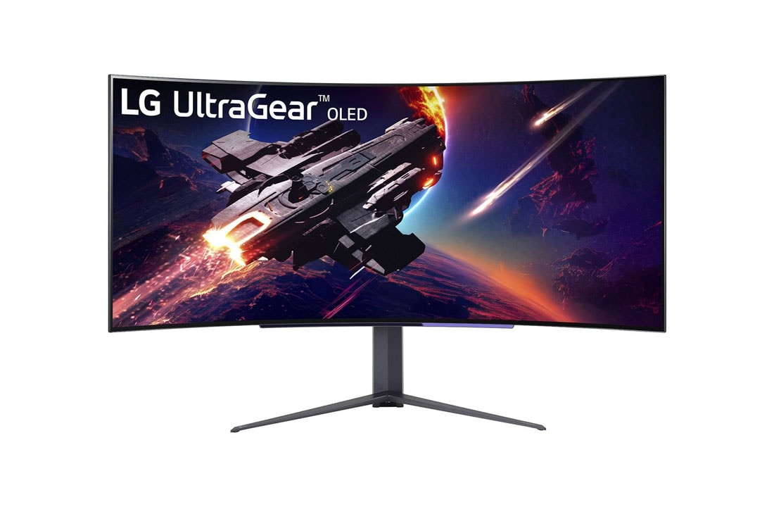 LG 45'' UltraGear™ Curved OLED Gaming Monitor with 240Hz Refresh Rate and 0.03ms (GtG at Faster) Response Time, front view, 45GR95QE-B