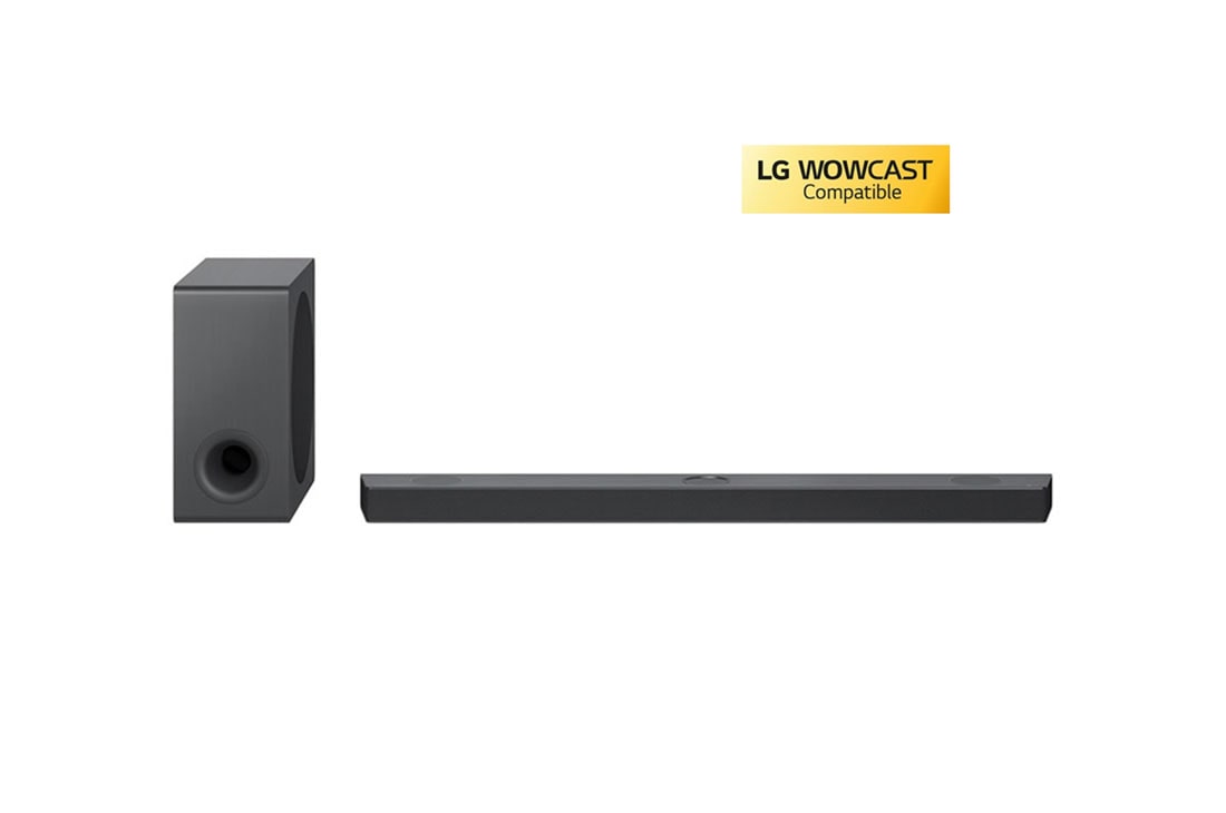 LG Sound Bar S90QY, Front view with sub woofer and rear speakers, S90QY