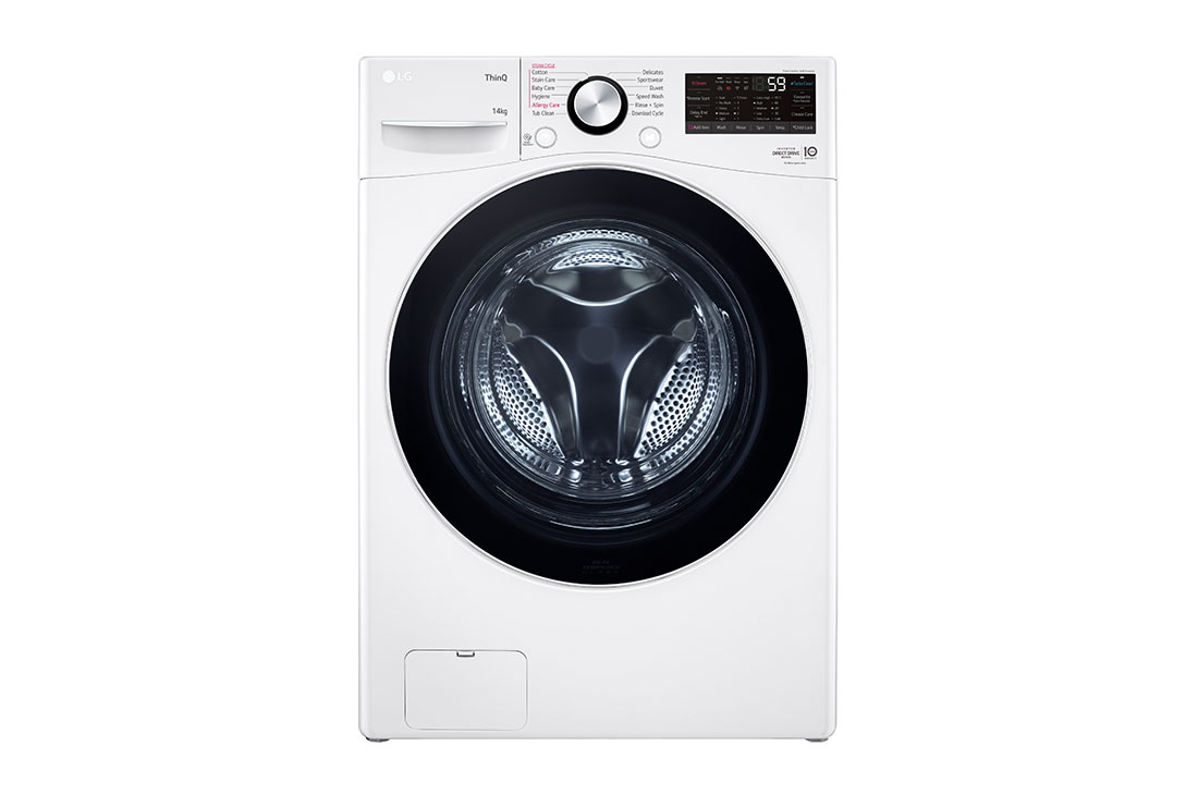 LG 14kg Front Load Washing Machine with  Steam+ and Turbo Clean®, Front view, WXL-1014W