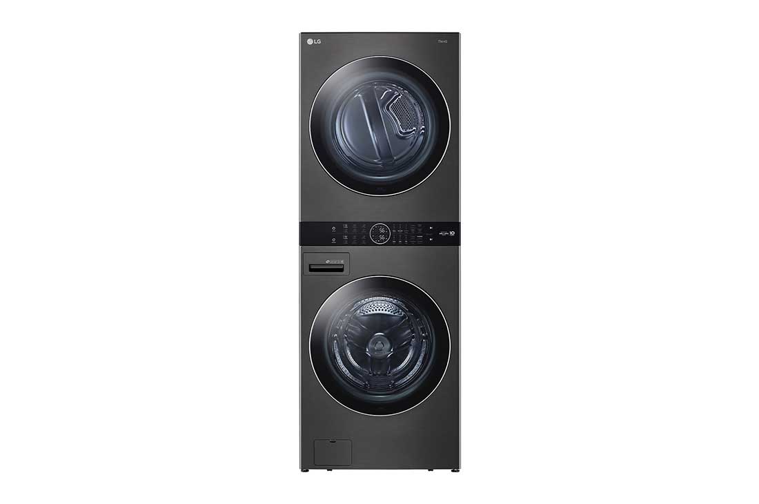 LG 17kg WashTower™ All-In-One Stacked Washer Dryer in Black Steel, Front view of the LG WashTower., WWT-1710B