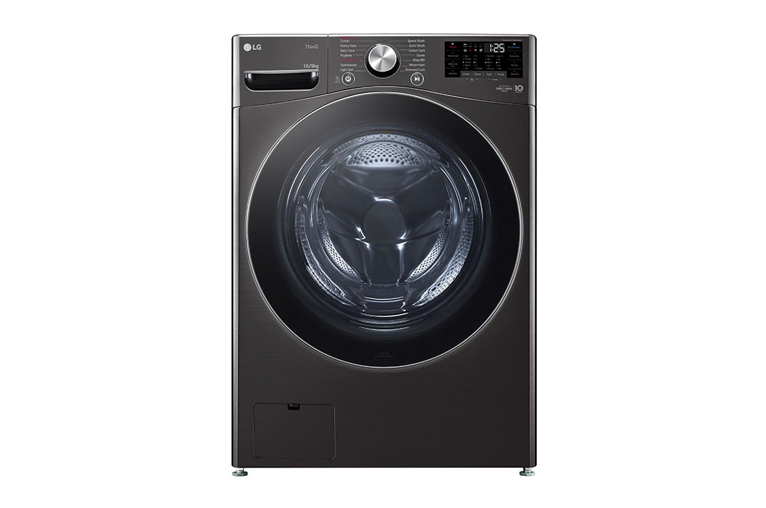 LG 16kg/9kg XL Front Load Washer Dryer Combo with Steam+ and Turbo Clean®, Front view, WXLC-1116B