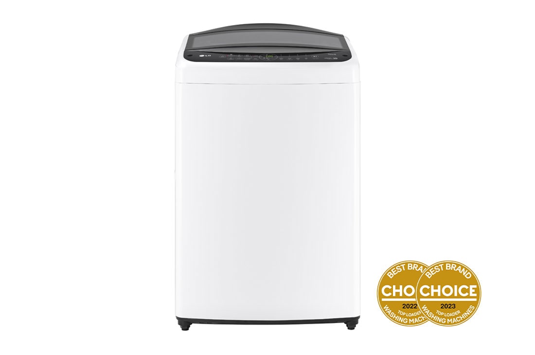 LG 10kg Series 5 Top Loading Washing Machine with AI DD® in White, Front view, WTL5-10W