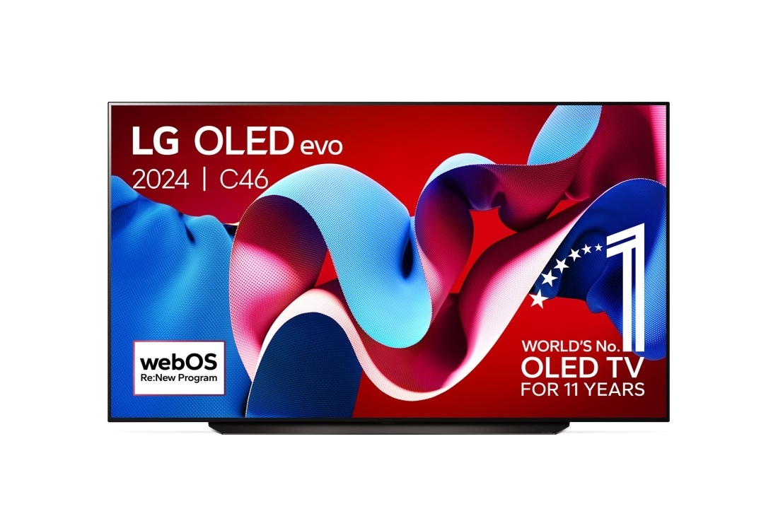 LG 83 pouces LG OLED evo C4 4K Smart TV OLED83C4, Vue de face du téléviseur, OLED83C46LA