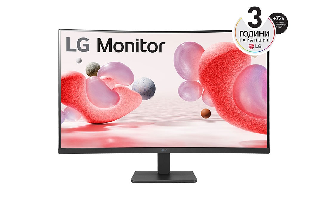 LG 32'' Full HD извит монитор със 100 Hz честота на опресняване, изглед отпред, 32MR50C-B