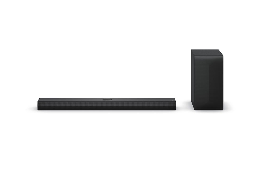 LG Barra de sonido LG S70TY 400W  ch 3.1.1  Dolby Atmos® WOW Orchestra AI Sound Pro , Front view of LG Soundbar S70TY and SubWoofer, S70TY