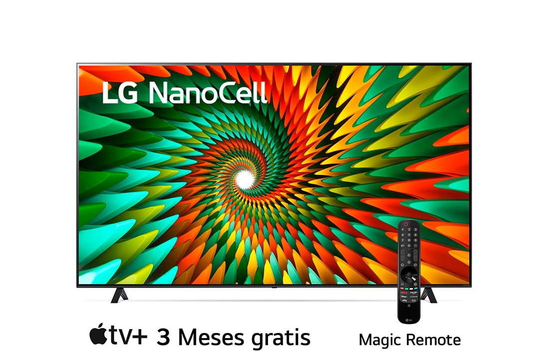 LG Televisor LG NanoCell 70'' NANO77 4K SMART TV con ThinQ AI, Vista frontal del televisor LG NanoCell, 70NANO77SRA