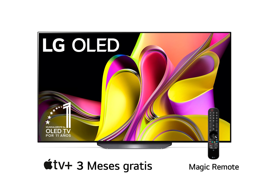 LG Pantalla LG OLED 65'' B3 4K SMART TV con ThinQ AI, Vista frontal con el LG OLED y la frase «El mejor OLED del mundo por 10 años»., OLED65B3PSA