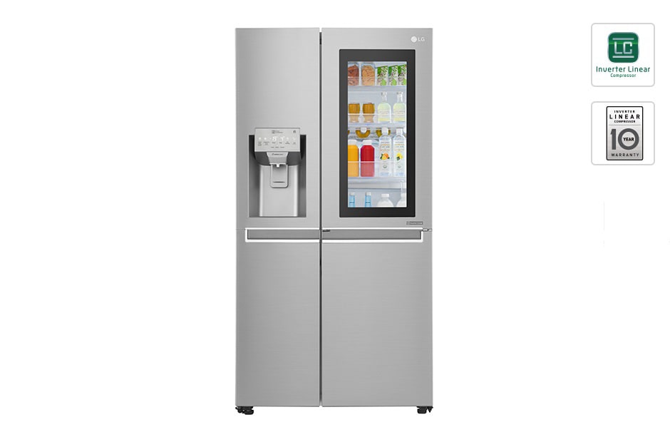 LG Side-by-Side mit InstaView Door-in-Door™ | 625 Liter Kapazität | Eis-, Crushed Ice-und Wasserspender | 4L Wassertank | Total No Frost | ThinQ®, GSX961NEAZ