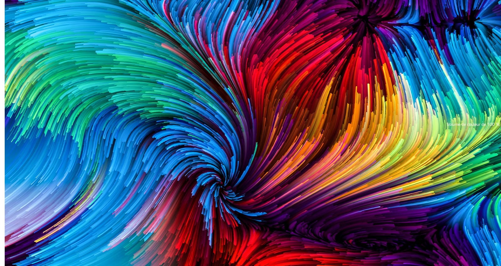 Une image de peinture numérique très colorée est divisée en deux secteurs : le haut est plus coloré et plus vif et le bas est relativement moins coloré et moins vif.