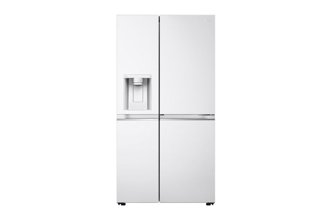LG Side-by-Side avec Door-in-Door® | Distributeur de glace, glace pilée et eau | Capacité 635 litres | Classe d'efficacité énergétique E | Réservoir d'eau interne 4L | Super White | GSJV71SWTE, Vue de face, GSJV71SWTE