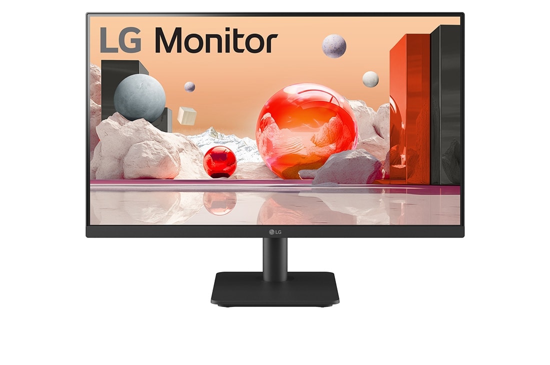 LG 23.8” IPS 全高清显示器 / 100Hz刷新率/ 3边窄边框设计/ 阅读模式/ 低闪屏 / OnScreen Control / 5ms (GtG) 响应时间, front view, 24MS500-B