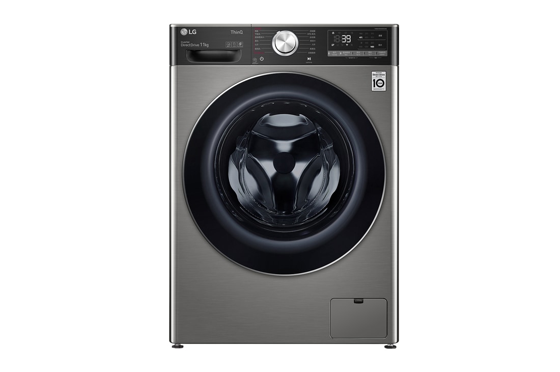 LG 人工智能 · 纤巧洗衣机 11Kg 蒸汽洗除菌除螨 钛空银, 正试图, FCH11G4M
