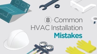 Imagem da capa de ícones relacionados ao HVAC com o título 8 erros comuns na instalação de HVAC.