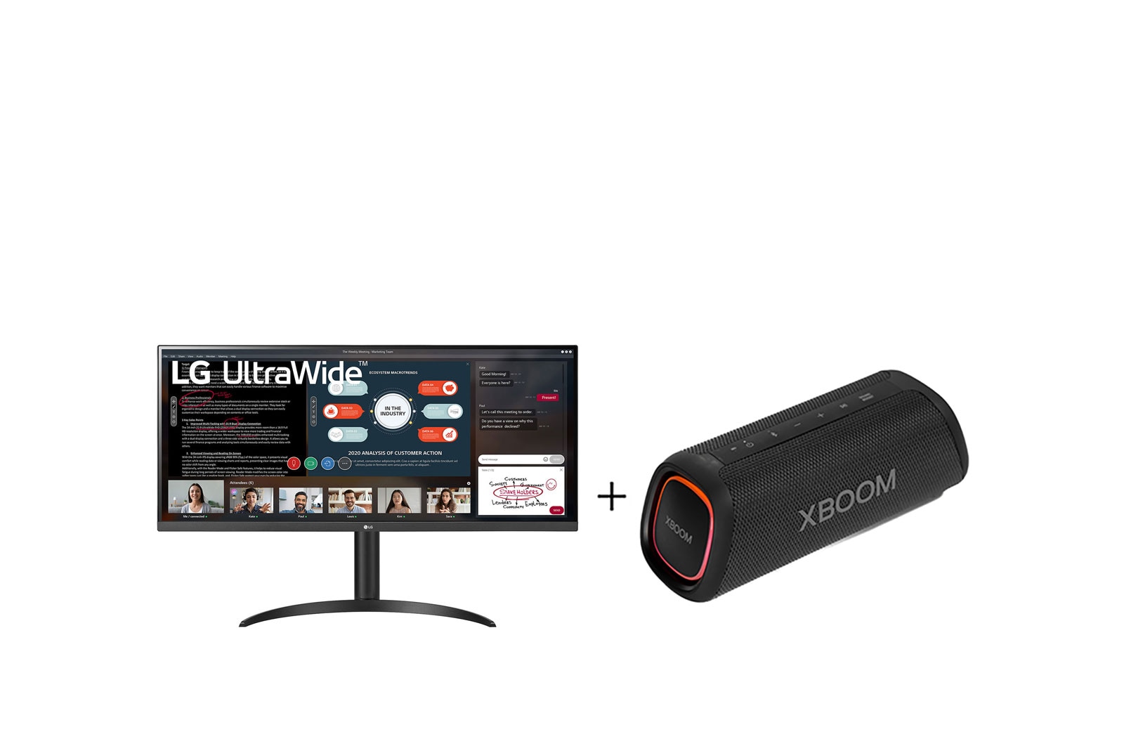 LG Combo Monitor LG UltraWide 34'' + Caixa de Som Portátil LG XBOOM Go XG5, 34WP.XG5S