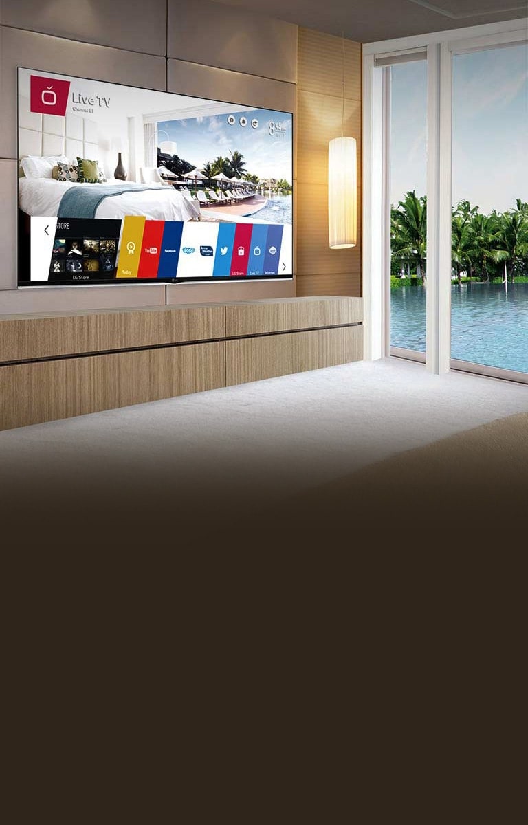 Téléviseur commercial Smart de LG dans une chanbre d'hôtel dans les tropiques