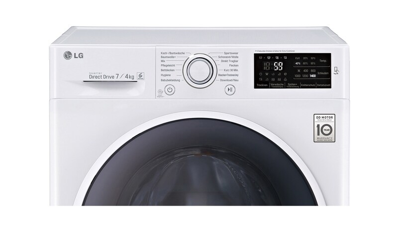 LG Waschtrockner mit 6 Motion Direct Drive™-Technologie. 7 kg Waschen / 4 kg Trocknen bei nur 45 cm Gerätetiefe., F12U2HDM0NH