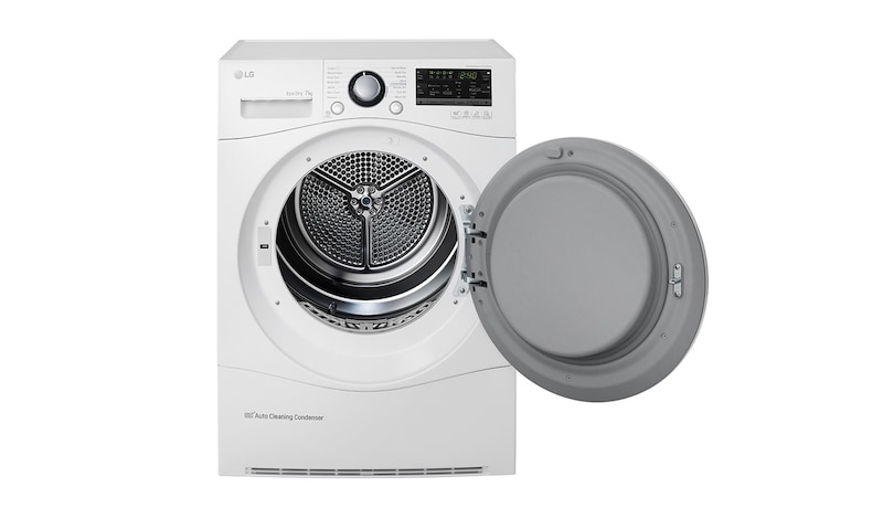 LG Trockner mit Wärmepumpen Technologie und selbstreinigenden Kondensator für gleichbleibend niedrigen Energieverbrauch. Bis zu 7 kg Fassungsvermögen., RC7055AH1Z