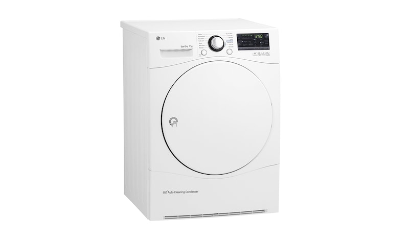 LG Trockner mit Wärmepumpen Technologie und selbstreinigenden Kondensator für gleichbleibend niedrigen Energieverbrauch. Bis zu 7 kg Fassungsvermögen., RC7055AH1Z