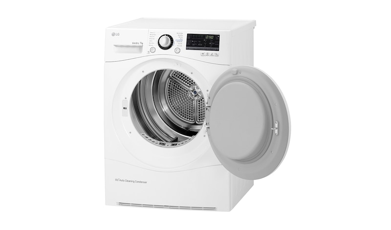 LG Trockner mit Wärmepumpen Technologie und selbstreinigenden Kondensator für gleichbleibend niedrigen Energieverbrauch. Bis zu 7 kg Fassungsvermögen., RC7055AH1Z