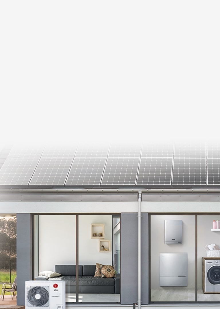 LG Solaranlage, Energyspeicher und Wärmepumpe in einem Haus installiert