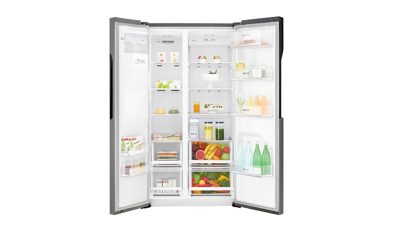 LG Frigorífico Americano, Clasificación F, capacidad 663l, sin instalación a toma de agua, Inox Grafito Antihuellas, GSL361ICEZ