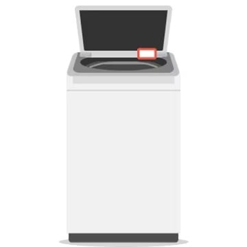 Mostra la lavatrice con carico dall’alto e la posizione dell’adesivo del codice QR.